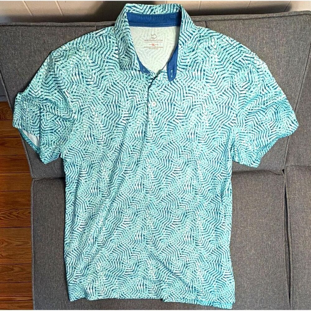 Southern-tide Men's Blue and White Polo-shirts